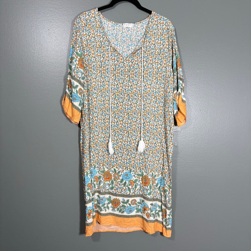 Halife Women's Floral Boho Chic Cottogecore Sheath Dress - Size Large - Hippie
